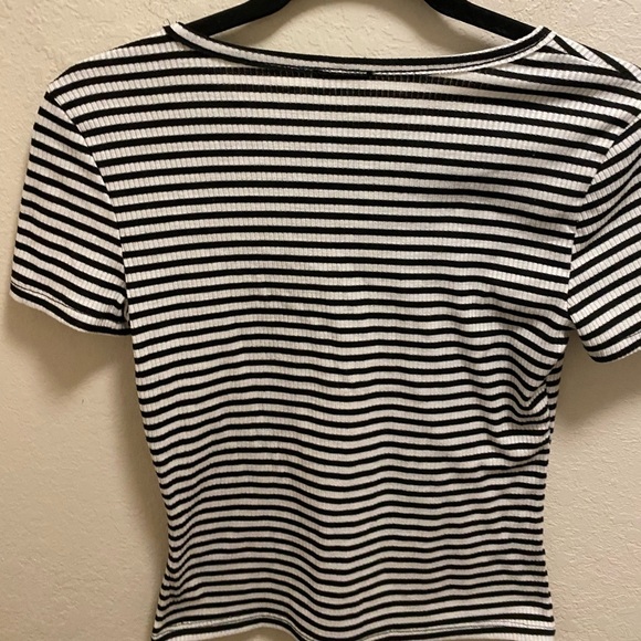 Free People Intimately Black & White Striped T-Shirt Size Small - Picture 5 of 6
